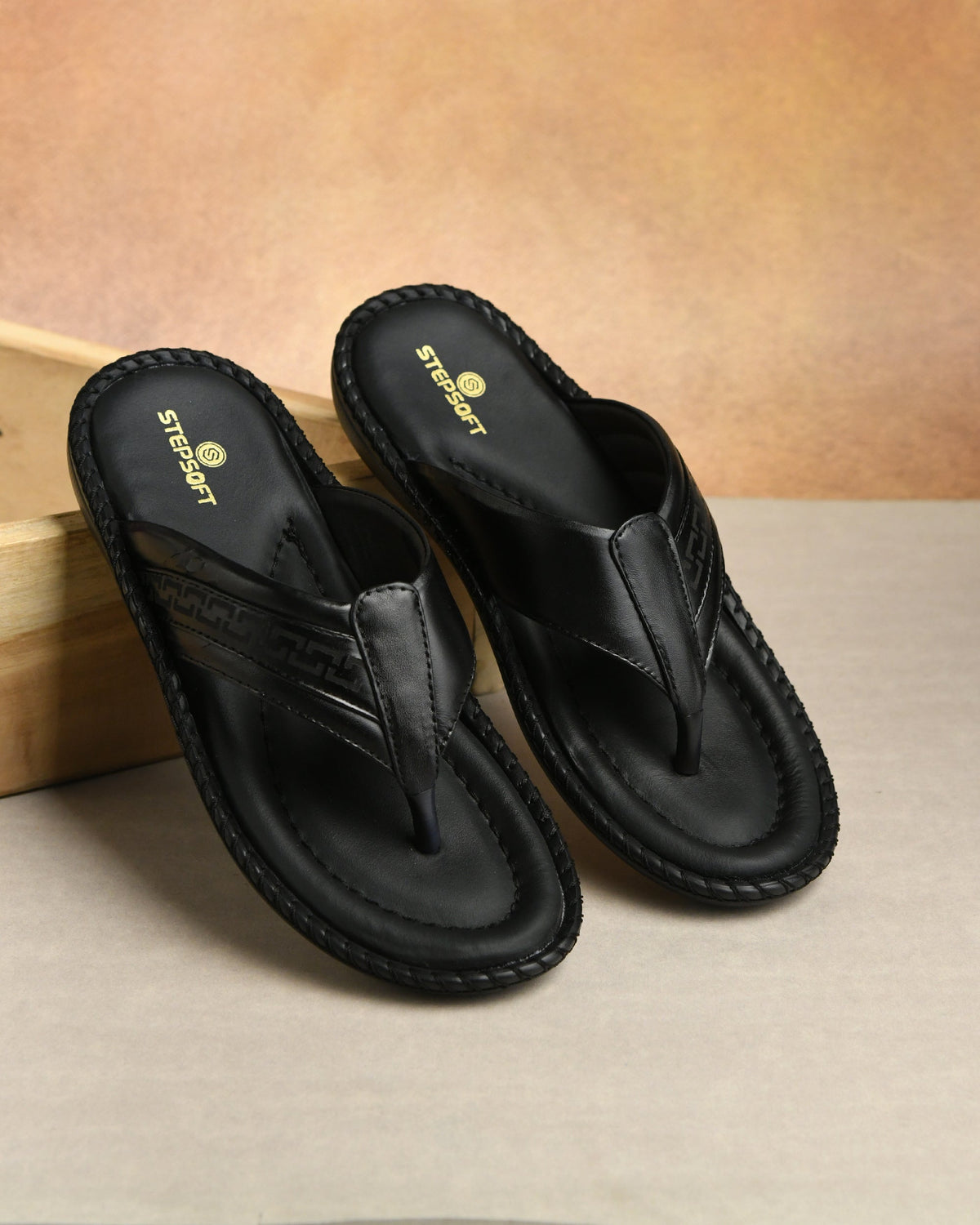 Handcrafted Leather V-Shape Slippers Men