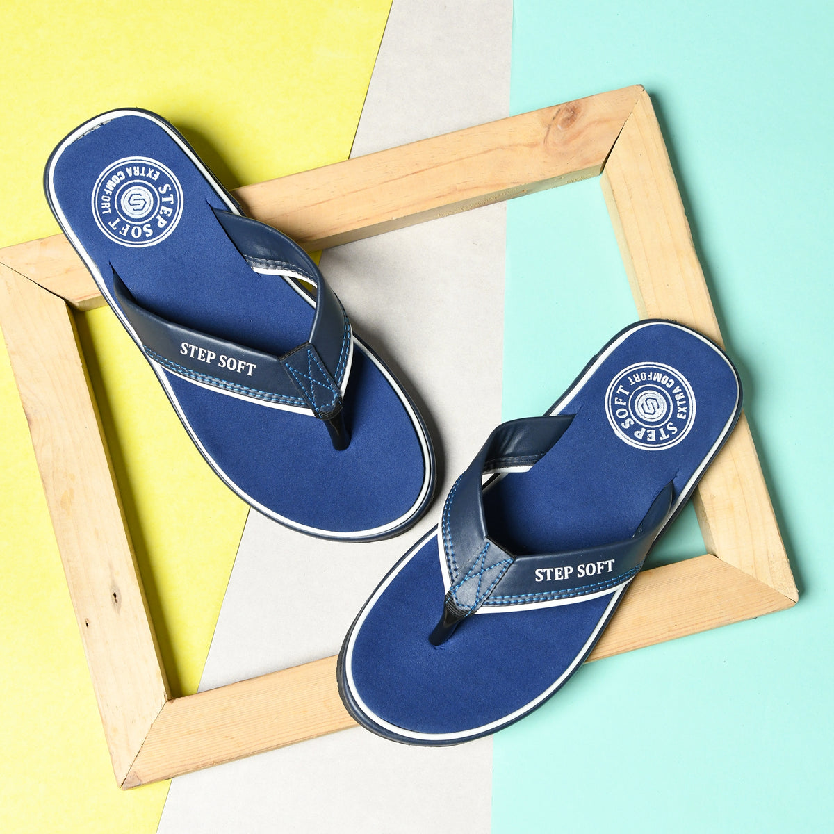 EVA V-Shape Anti-Skid Flip Flops for Men Blue