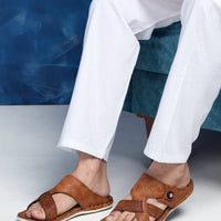 Faux Leather Slip-On Slippers for Men