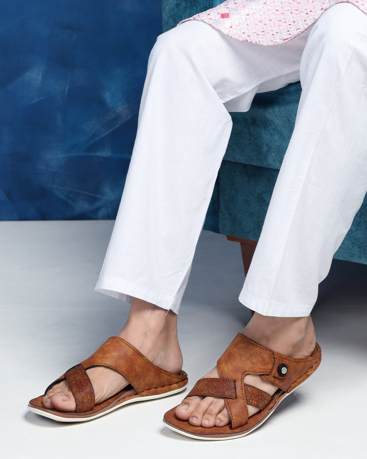 Faux Leather Slip-On Slippers for Men