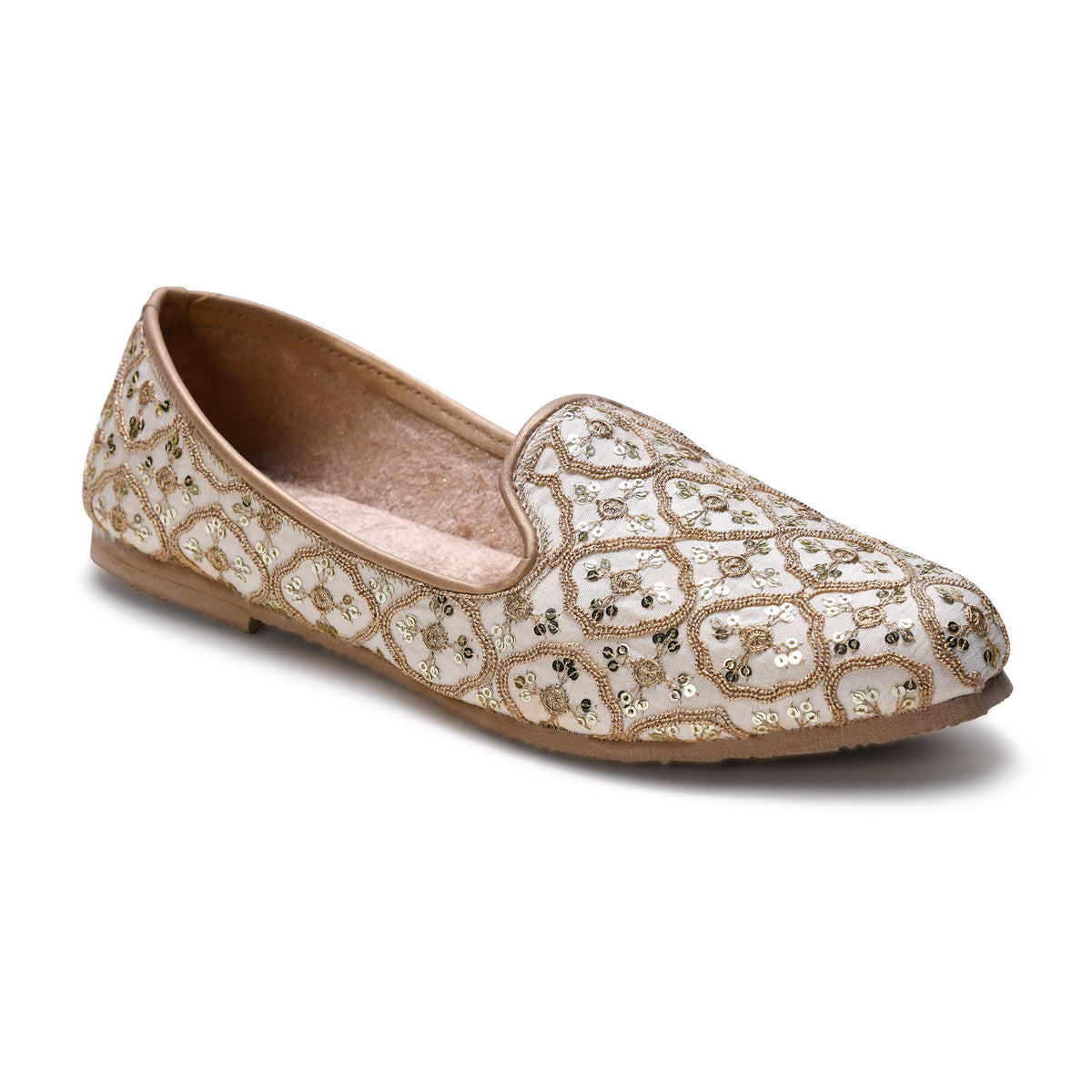Ivory Sequin Embroidered Wedding Mojari