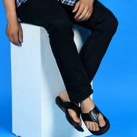 Handcrafted Leather V-Shape Slippers Men