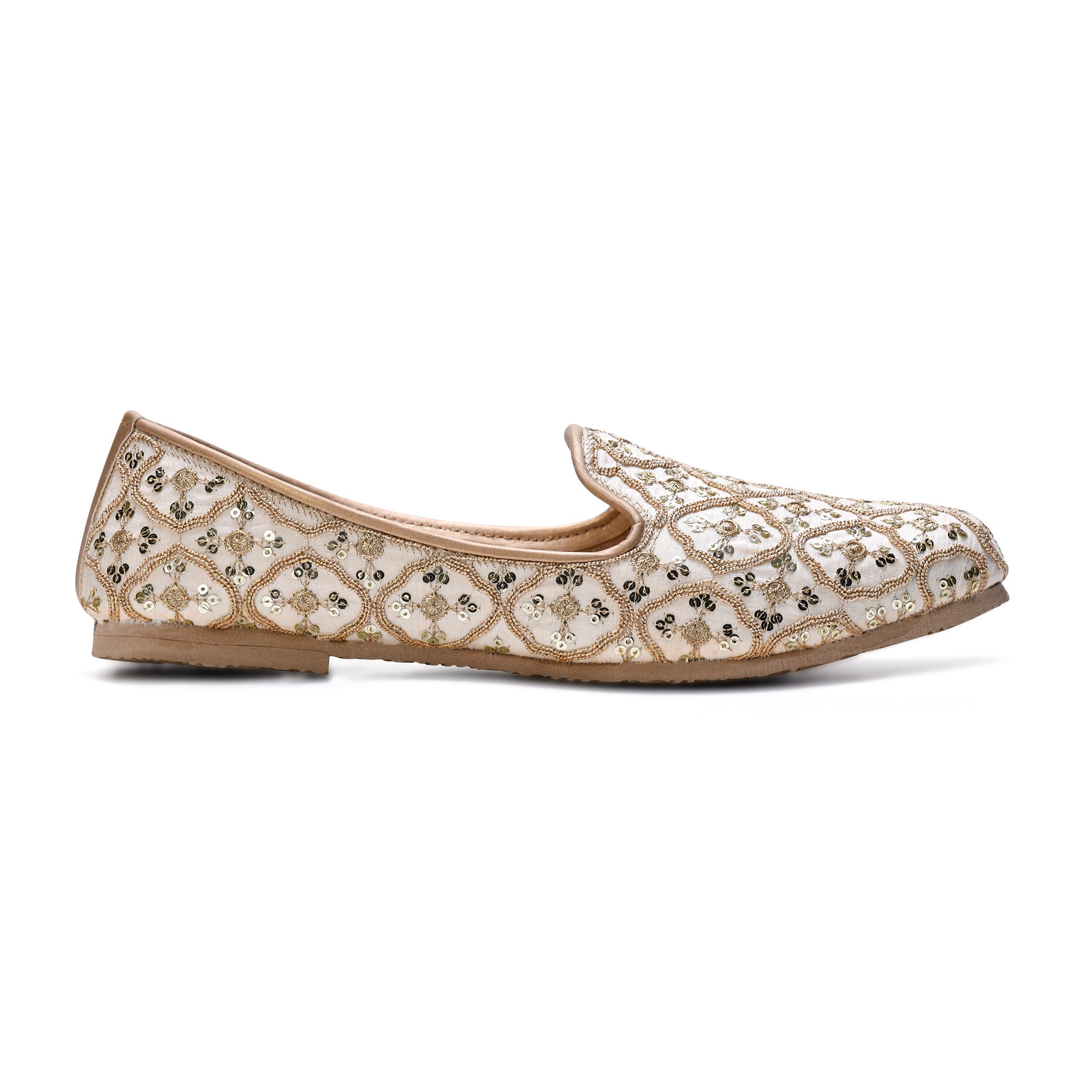 Ivory Sequin Embroidered Wedding Mojari