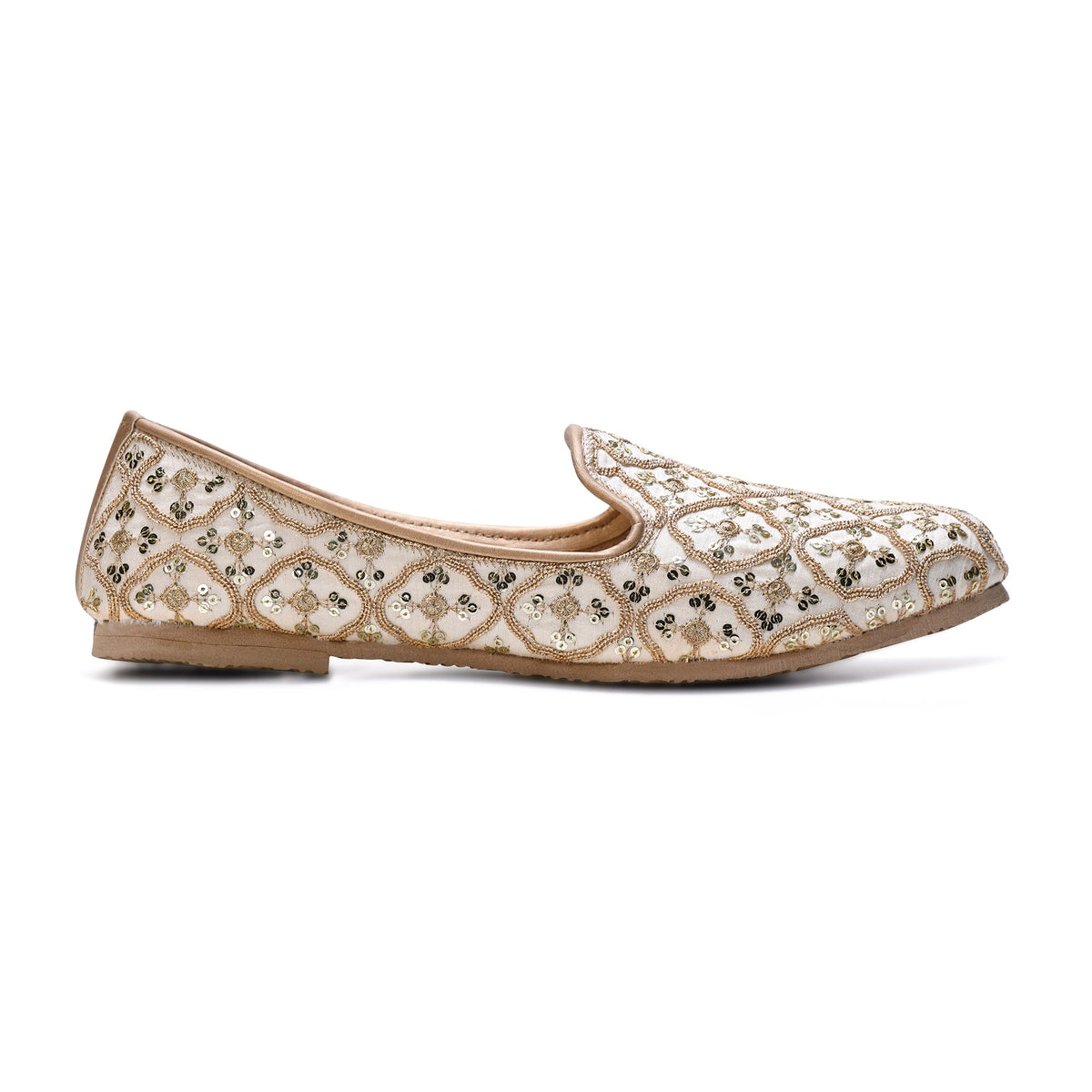 Ivory Sequin Embroidered Wedding Mojari
