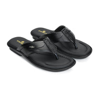 Leather V-Strap Cushioned Slippers for Men