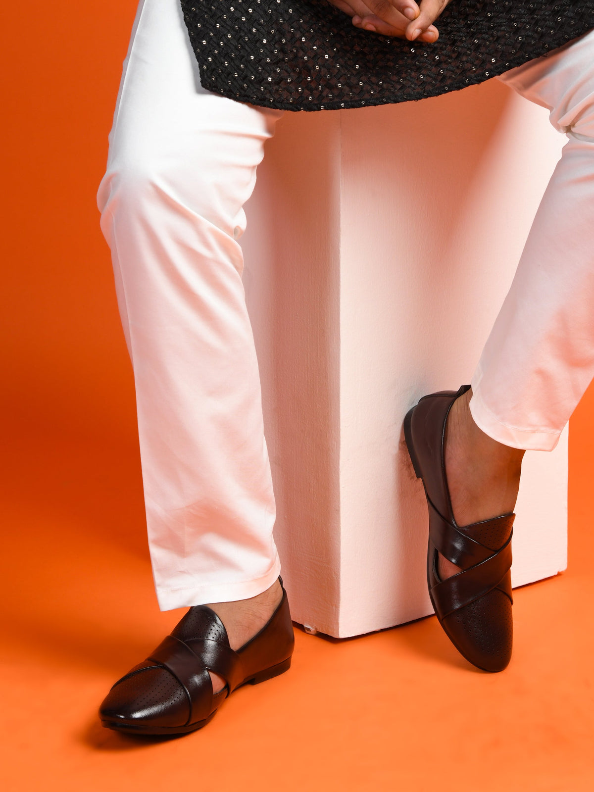 Criss-Cross Nagra Jutti Loafers for Men