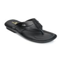 Leather V-Strap Cushioned Slippers for Men