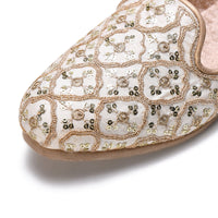 Ivory Sequin Embroidered Wedding Mojari