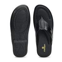 Leather V-Strap Cushioned Slippers for Men