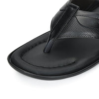 Leather V-Strap Cushioned Slippers for Men