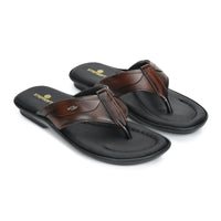 Leather V-Strap Cushioned Slippers for Men
