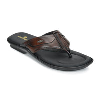 Leather V-Strap Cushioned Slippers for Men