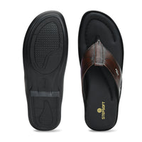 Leather V-Strap Cushioned Slippers for Men