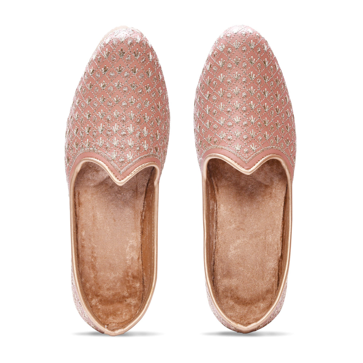 Peach Handcrafted Wedding Naagra Mojari