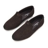 Suede Perforated Slip-On Juttis for Men