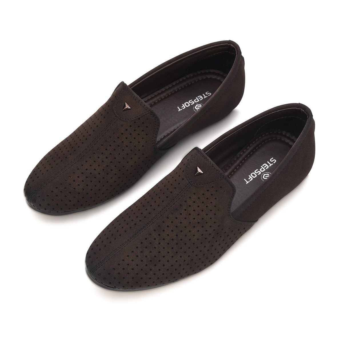 Suede Perforated Slip-On Juttis for Men