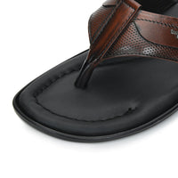 Leather V-Strap Cushioned Slippers for Men