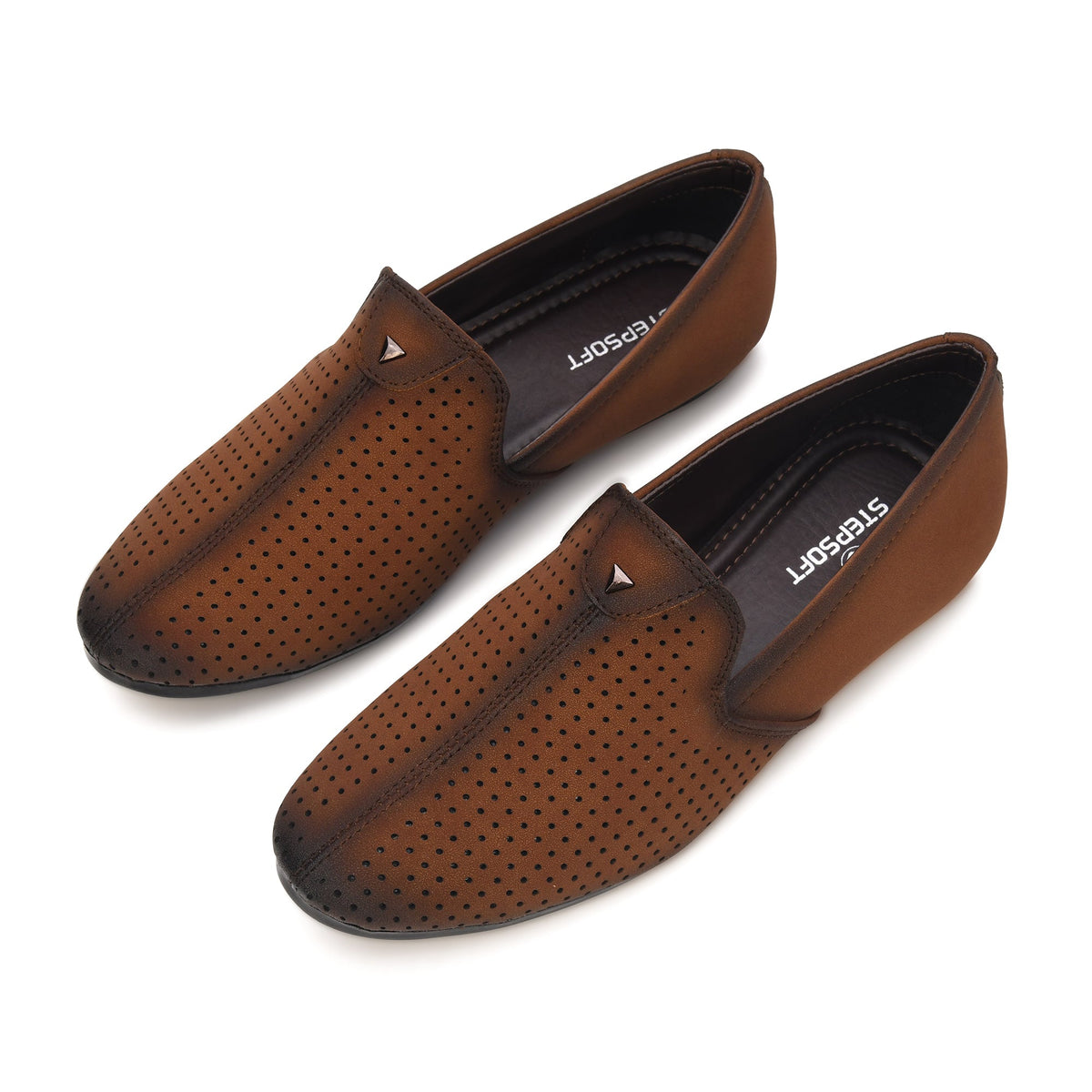 Suede Perforated Slip-On Juttis for Men