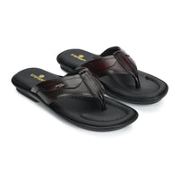 Leather V-Strap Cushioned Slippers for Men
