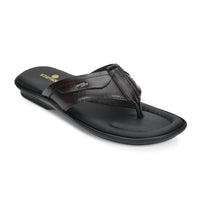 Leather V-Strap Cushioned Slippers for Men