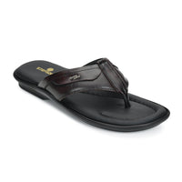 Leather V-Strap Cushioned Slippers for Men