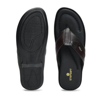 Leather V-Strap Cushioned Slippers for Men