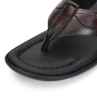 Leather V-Strap Cushioned Slippers for Men