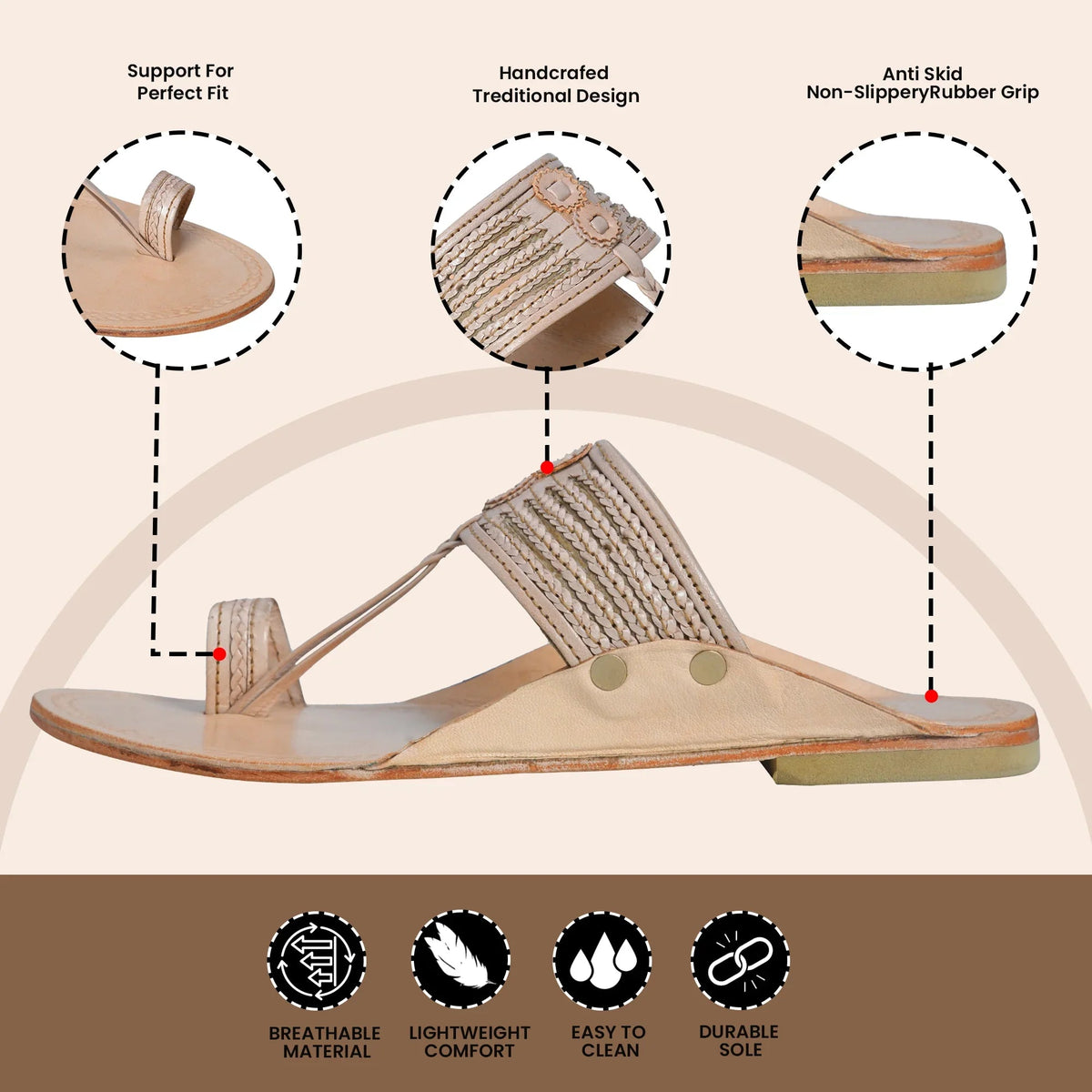 Handcrafted Pure Leather Kolhapuri Chappals