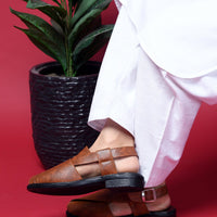 Peshawari Faux Leather Ethnic Sandals Men
