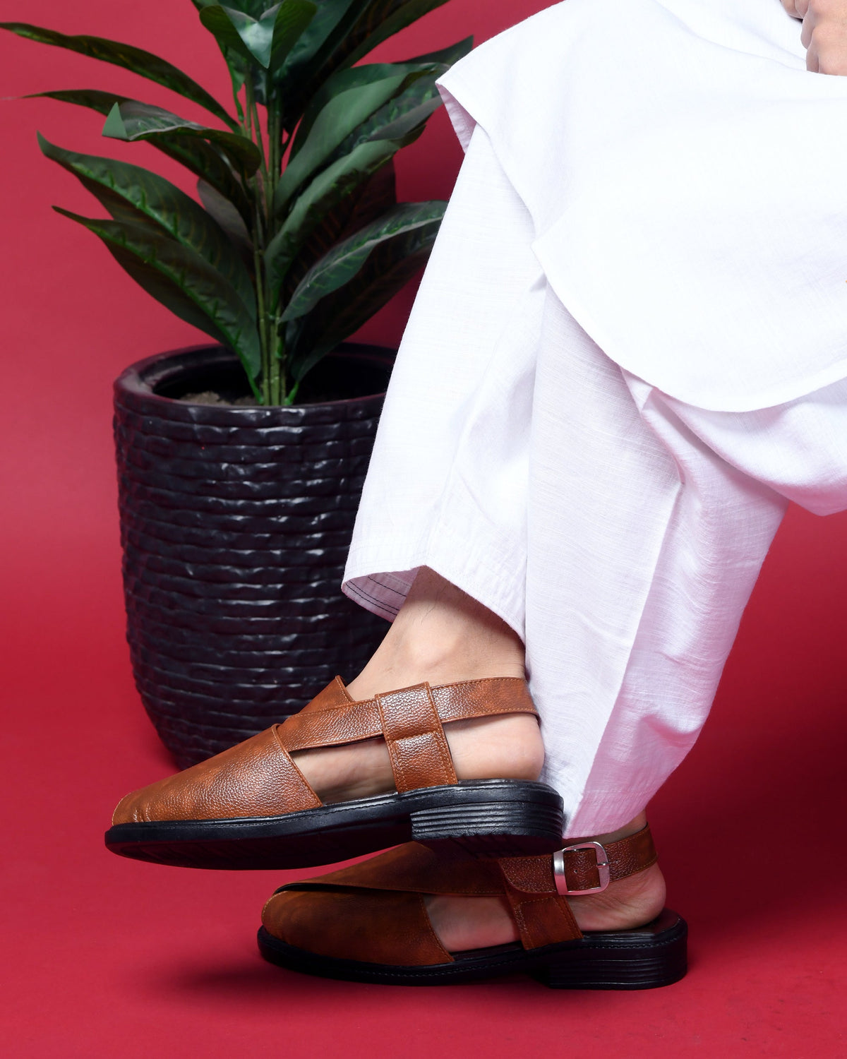 Peshawari Faux Leather Ethnic Sandals Men