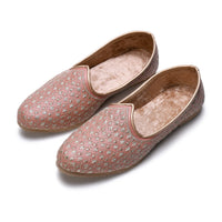 Peach Handcrafted Wedding Naagra Mojari