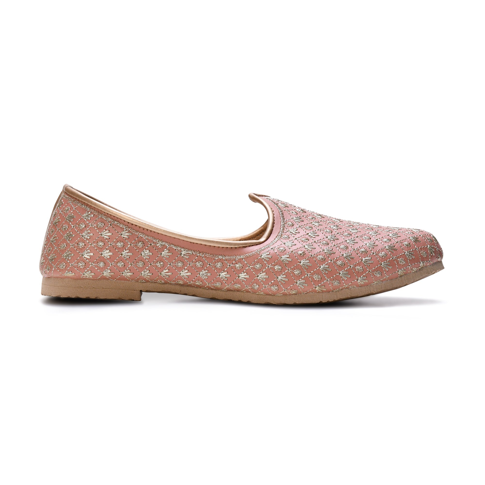 Peach Handcrafted Wedding Naagra Mojari