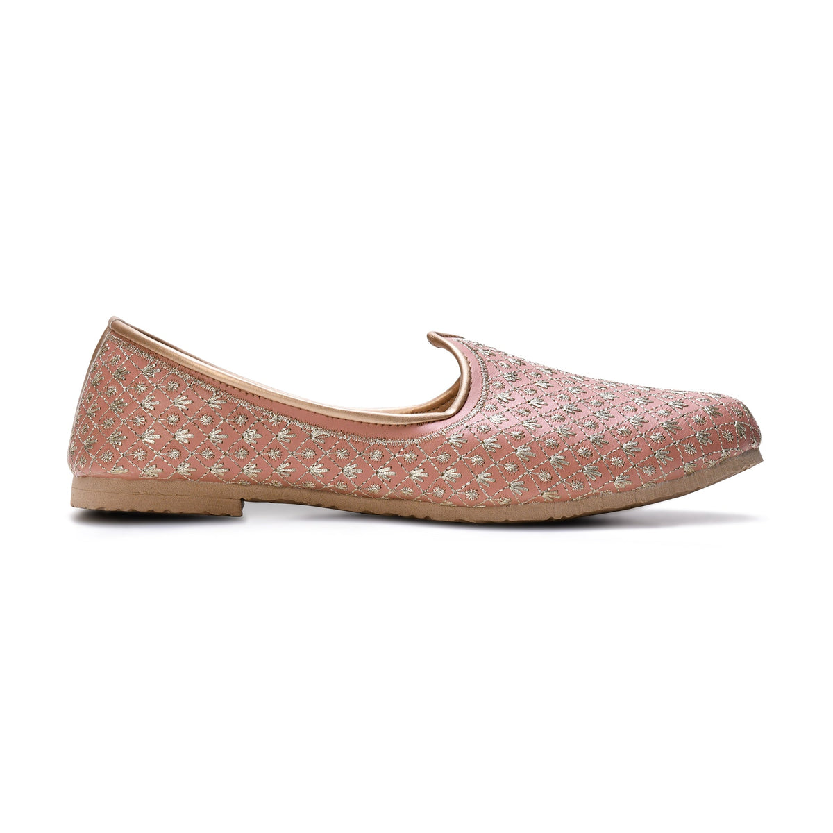 Peach Handcrafted Wedding Naagra Mojari
