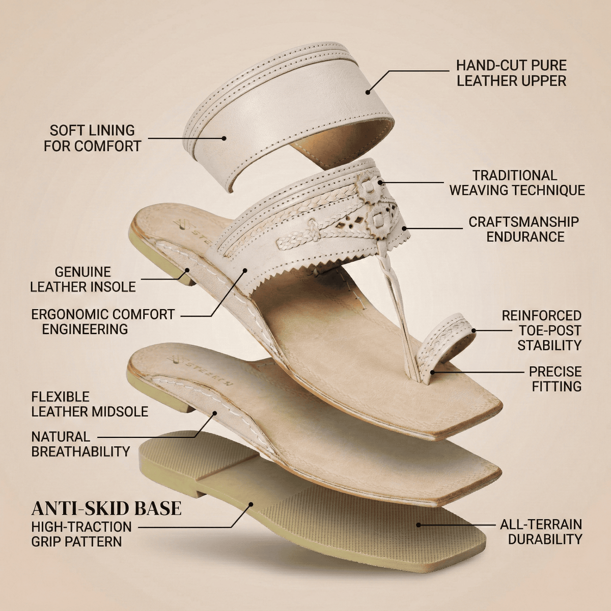 Stepsoft Royale Pure Leather Kolhapuri