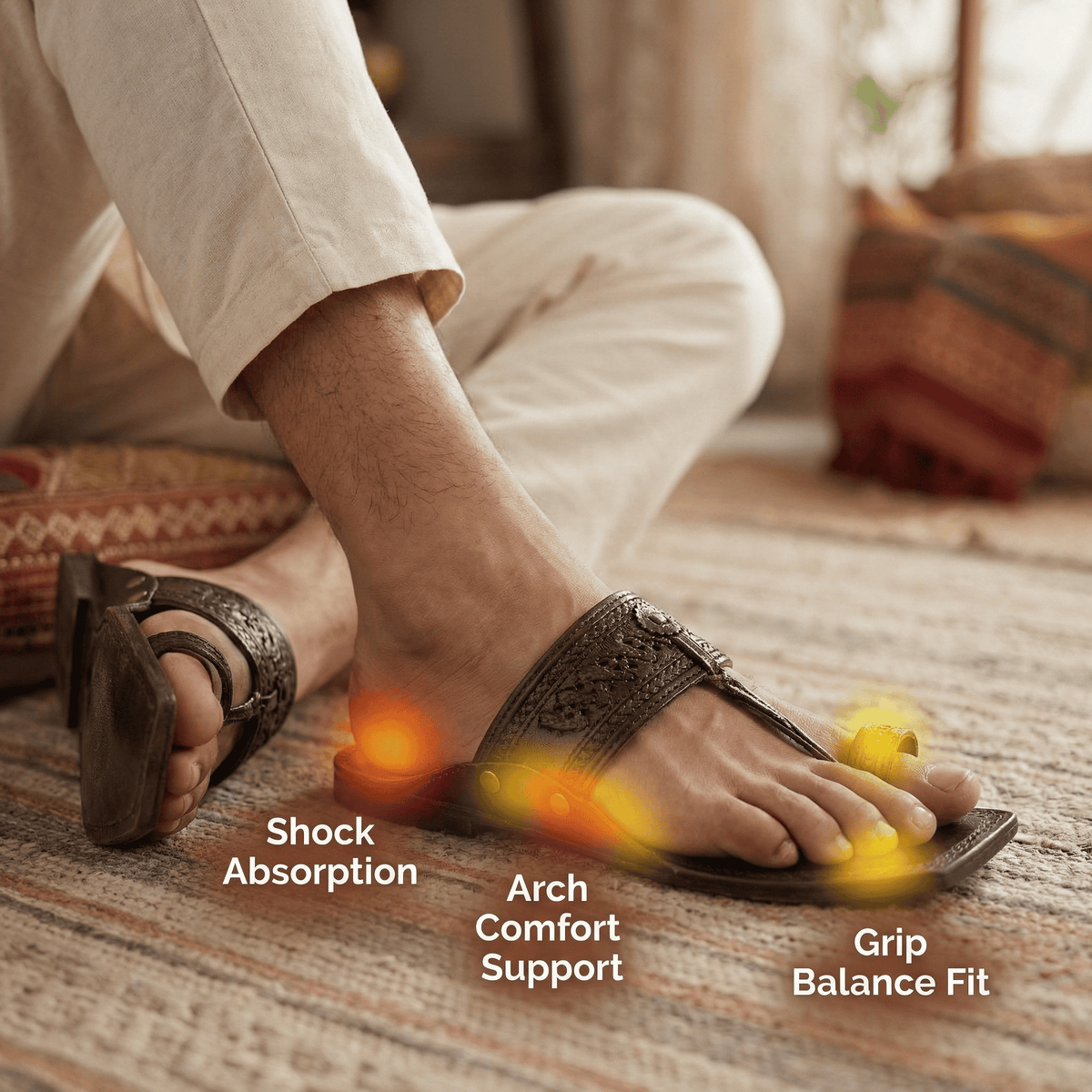 Rajveer Crest Pure Leather Kolhapuri Chappals