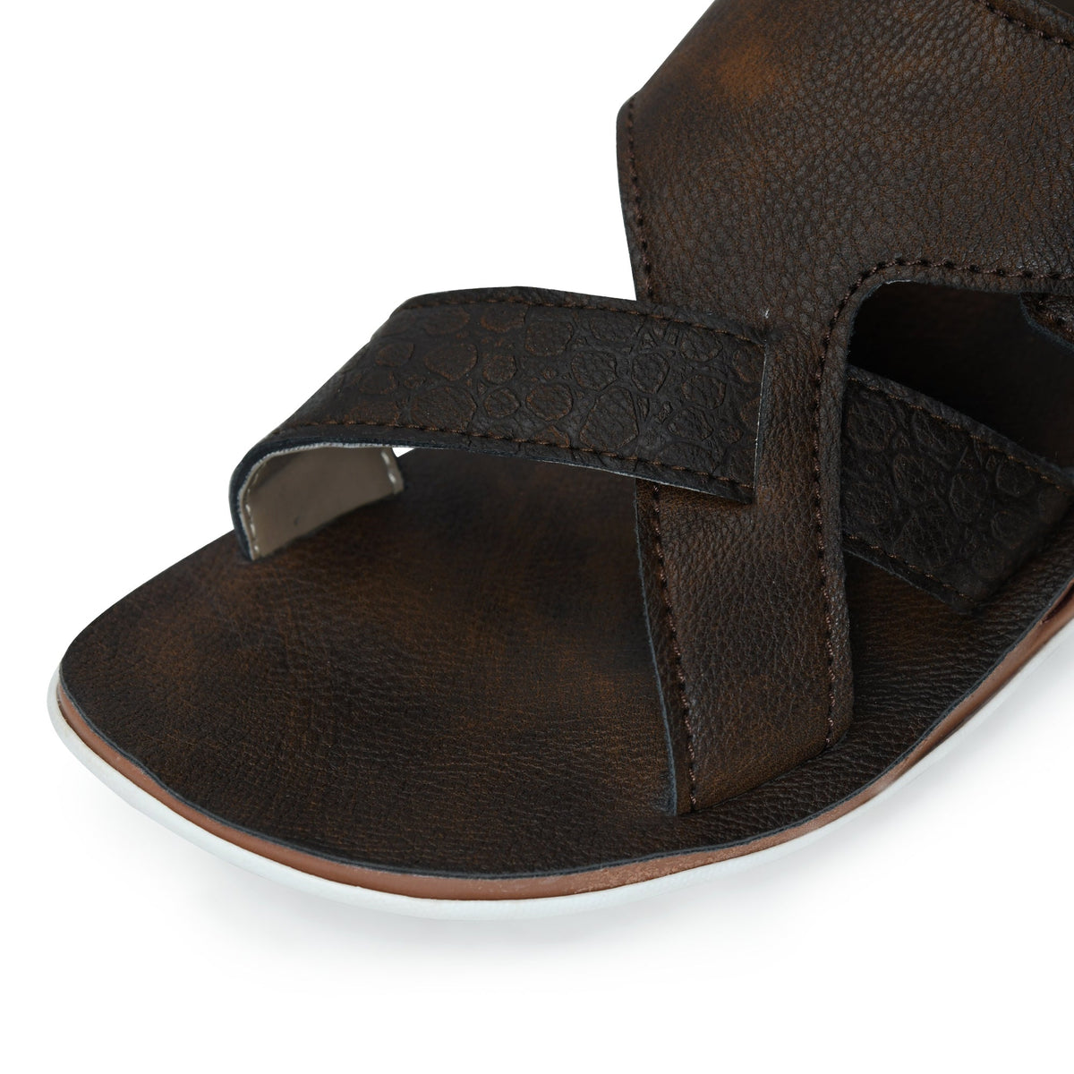 Faux Leather Slip-On Slippers for Men