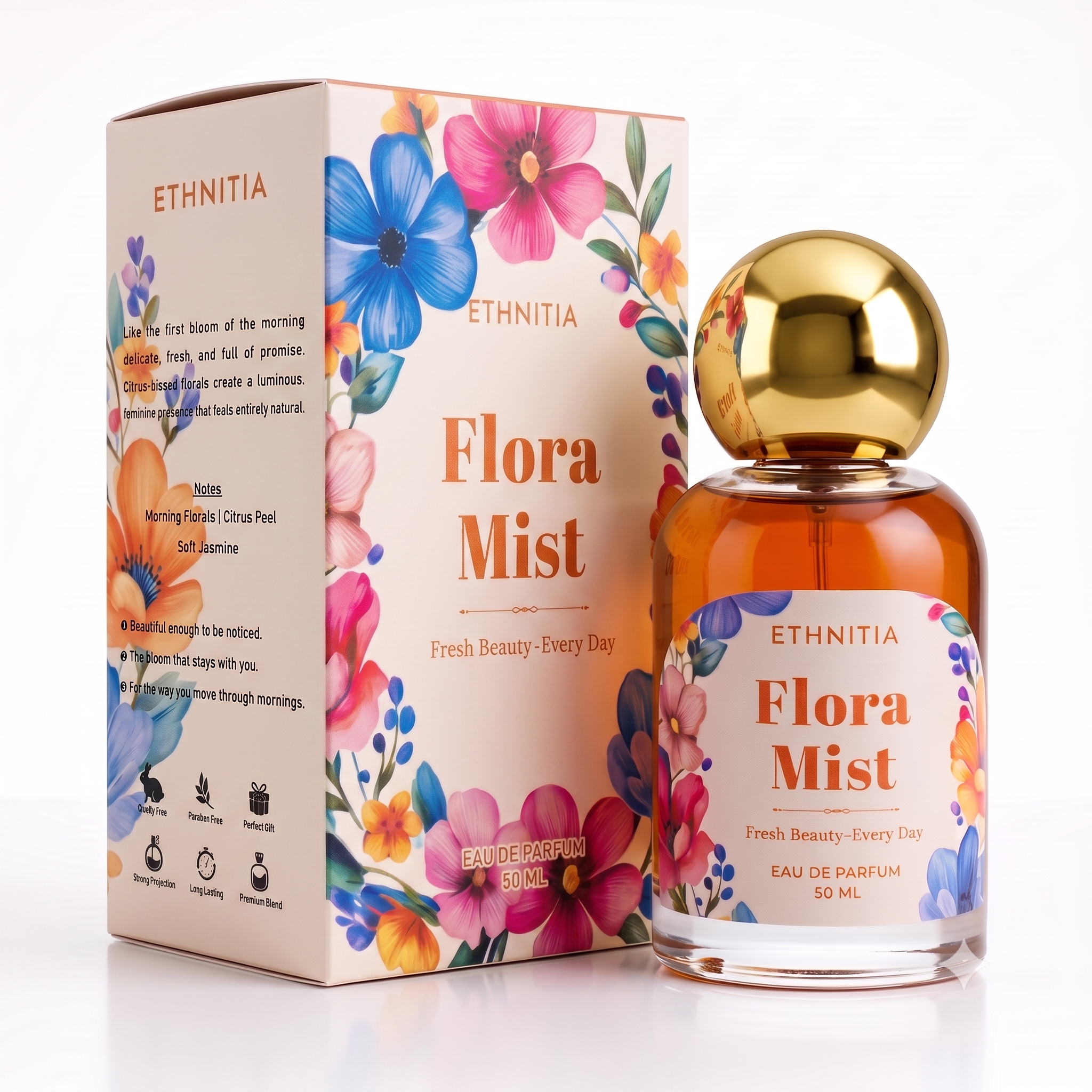 ETHNITIA Flora Mist — Floral Citrus Eau de Parfum for Women, 50ml
