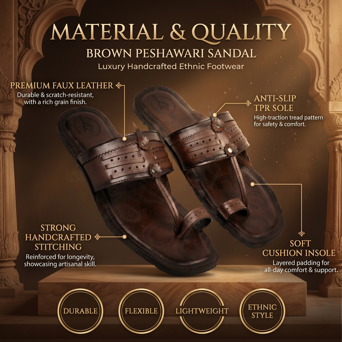 Cushioned Kolhapuri Toe Ring Slippers