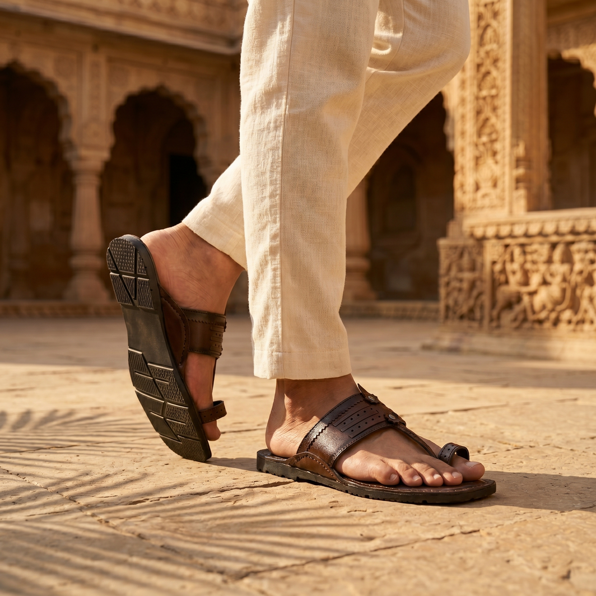 Cushioned Kolhapuri Toe Ring Slippers