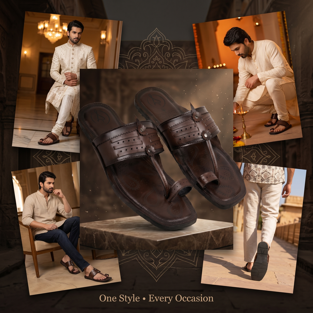 Cushioned Kolhapuri Toe Ring Slippers
