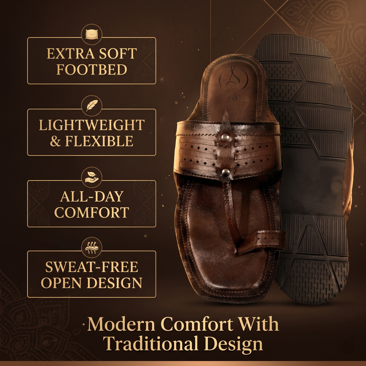 Cushioned Kolhapuri Toe Ring Slippers