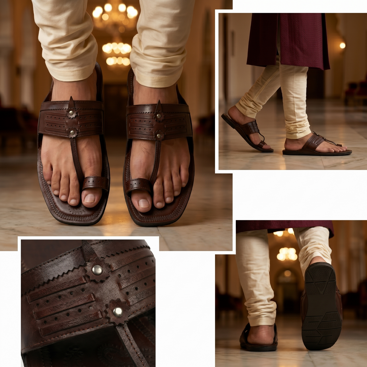 Cushioned Kolhapuri Toe Ring Slippers