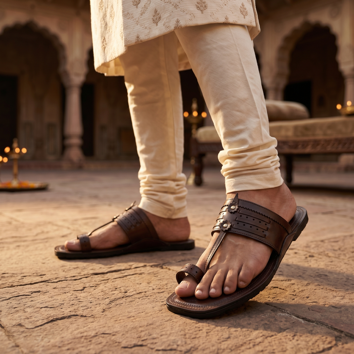 Cushioned Kolhapuri Toe Ring Slippers