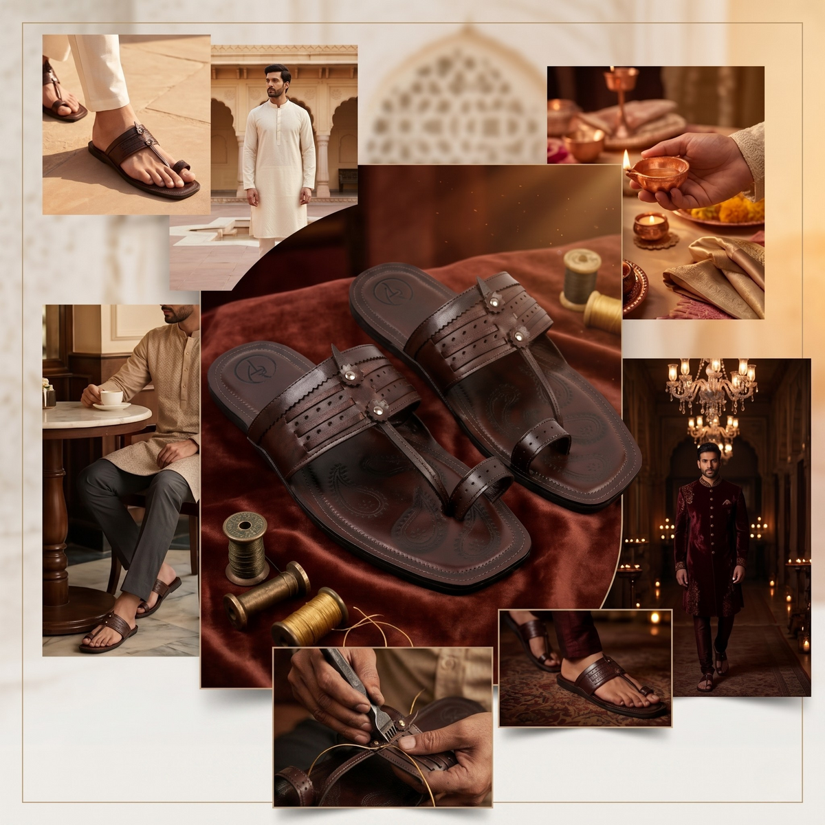 Cushioned Kolhapuri Toe Ring Slippers