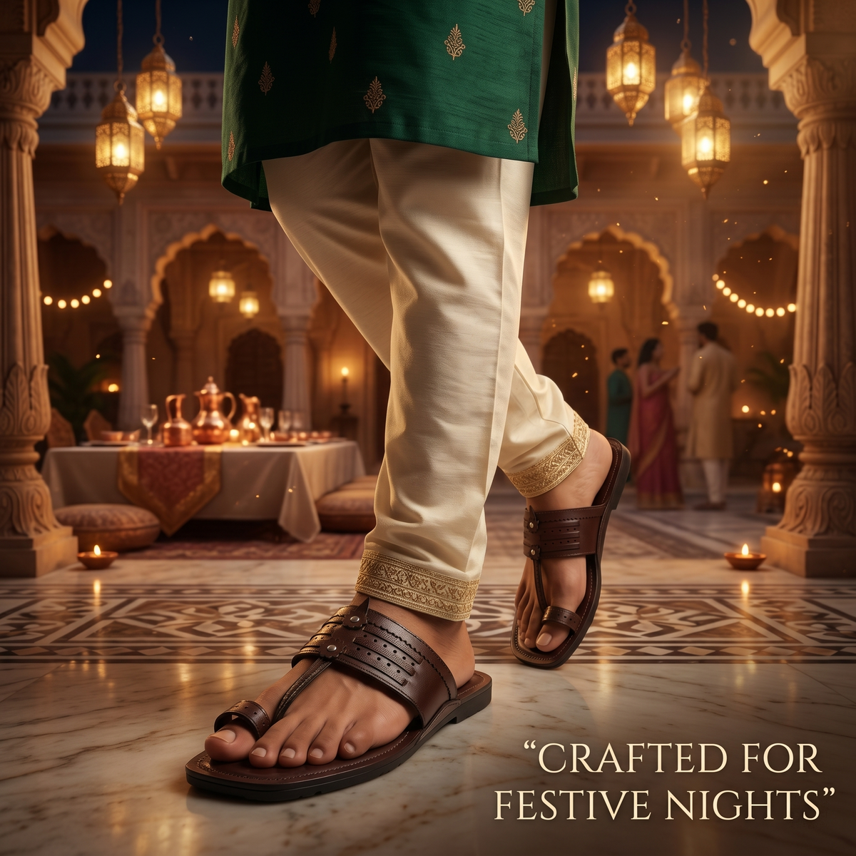 Cushioned Kolhapuri Toe Ring Slippers