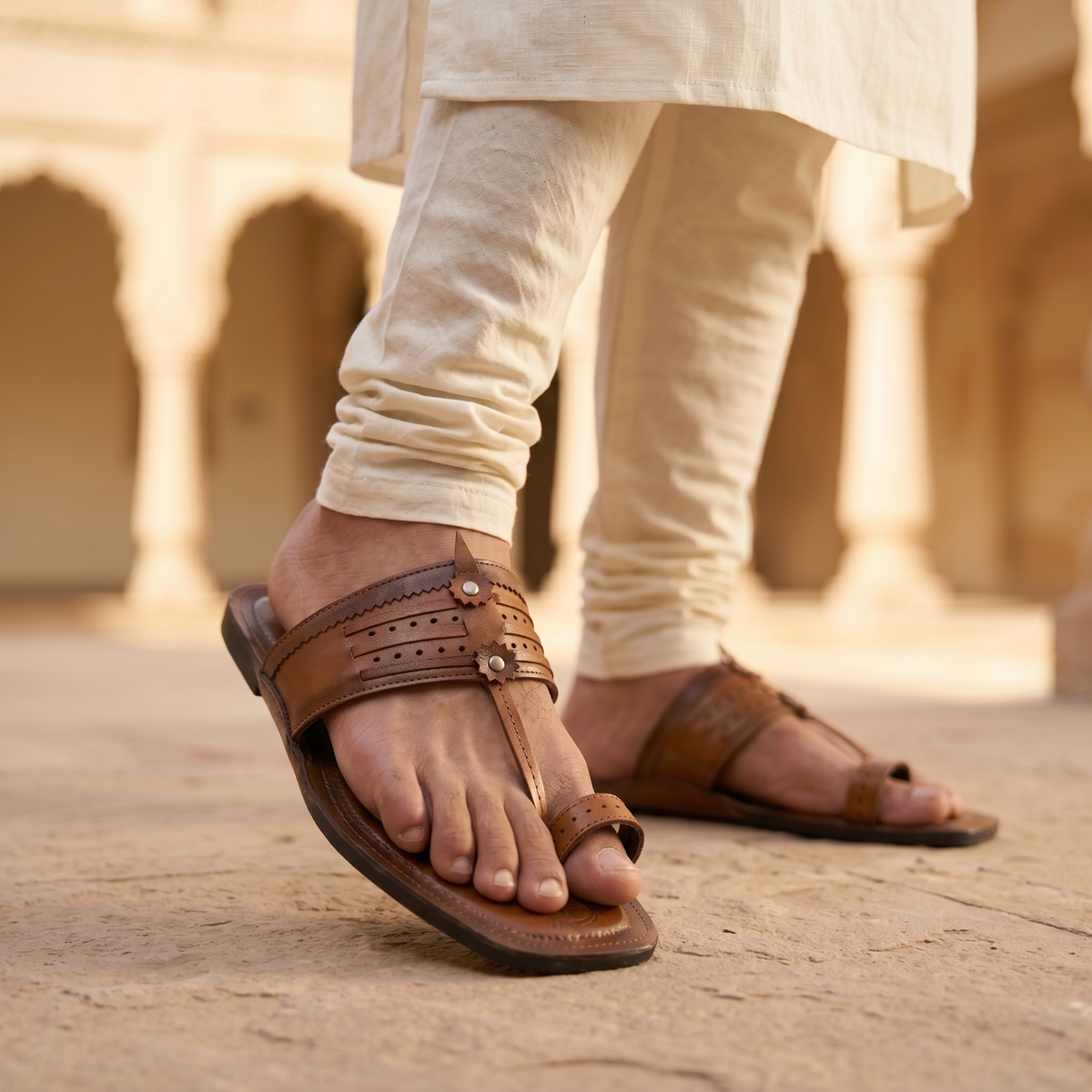 Cushioned Kolhapuri Toe Ring Slippers
