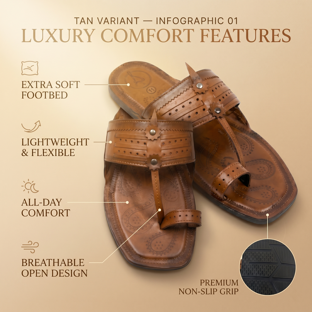 Cushioned Kolhapuri Toe Ring Slippers