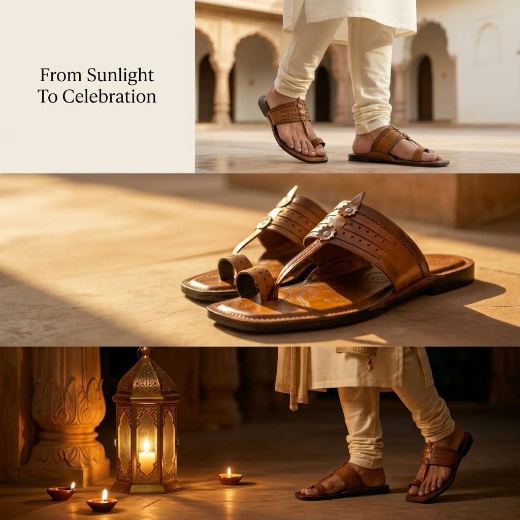 Cushioned Kolhapuri Toe Ring Slippers