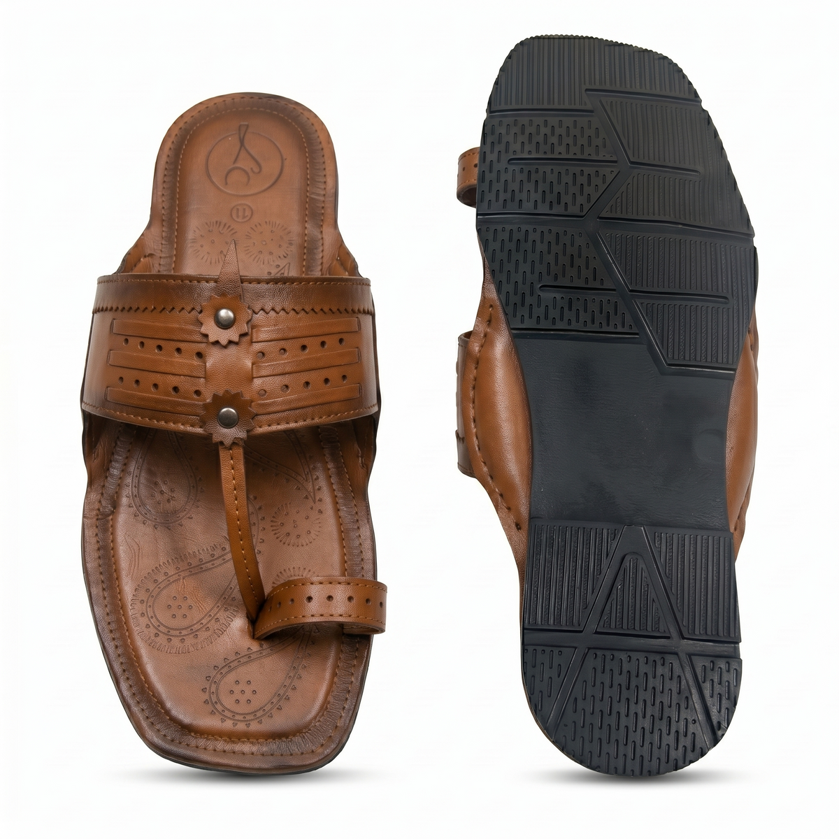 Cushioned Kolhapuri Toe Ring Slippers
