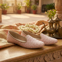 Peach Handcrafted Wedding Naagra Mojari